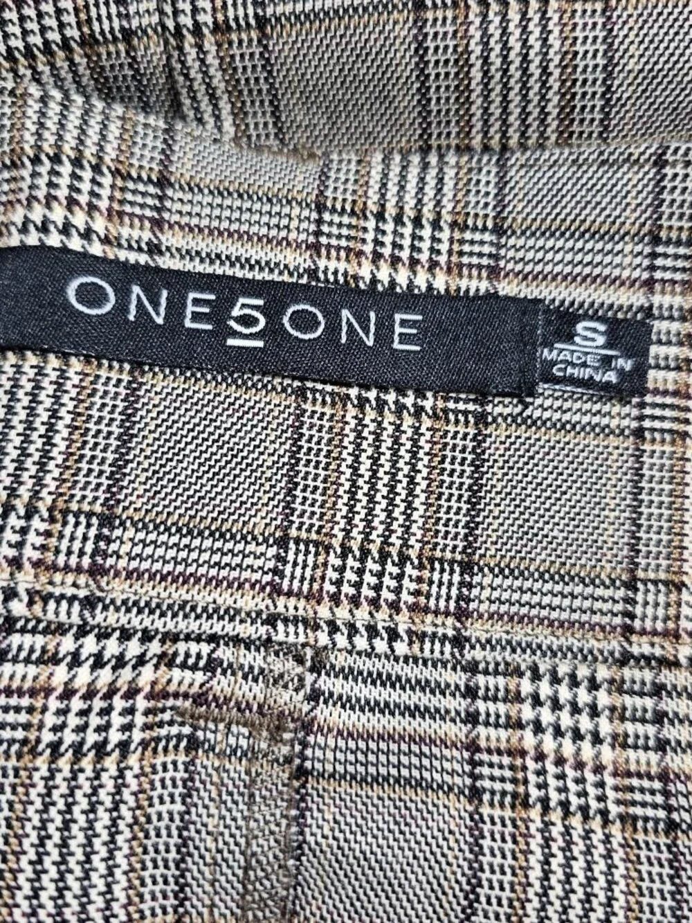 one 5 one Plaid Pencil Skirt Small Brown Glen Check High Rise Preppy